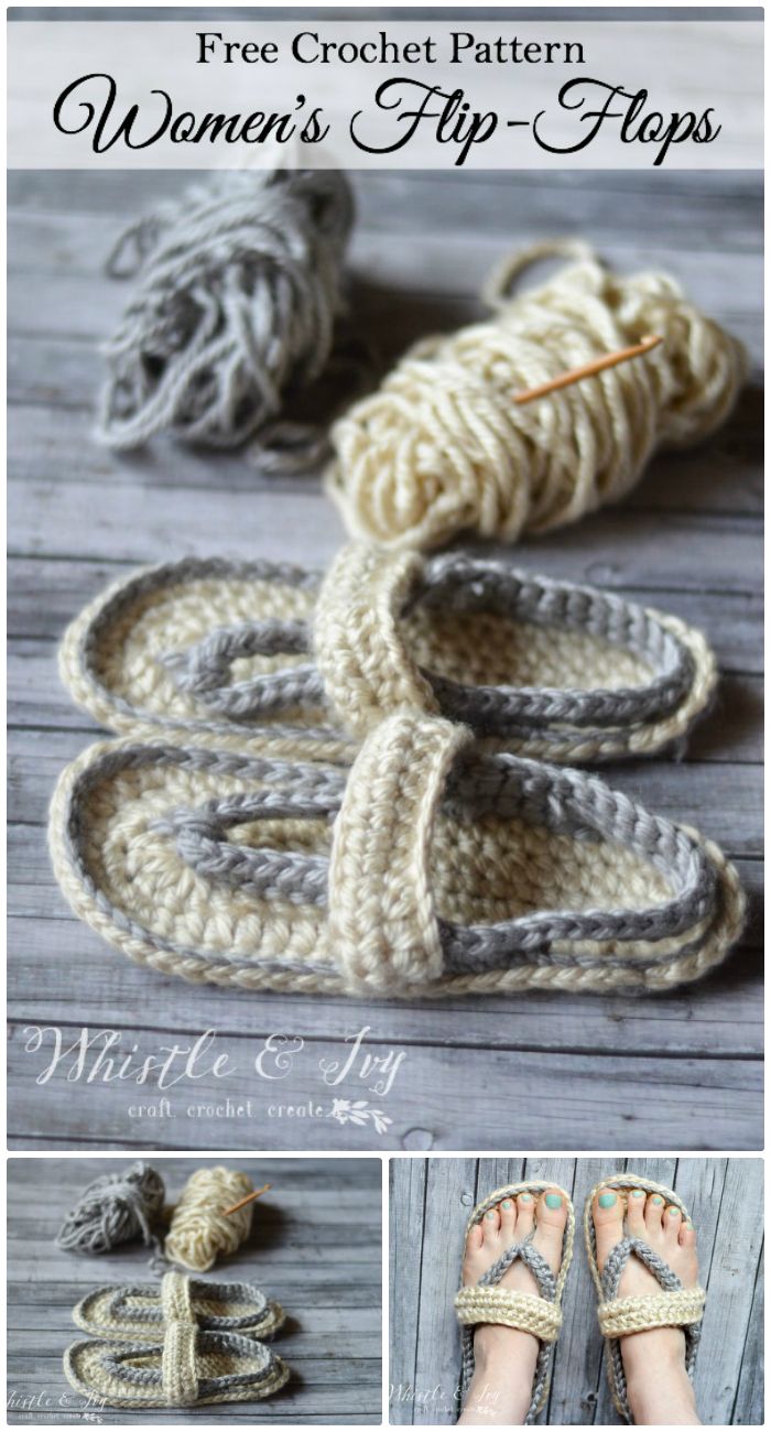 DIY Women’s Strap Free-Pattern Cheap Flip Flops Into Crochet Slippers – Free Patterns