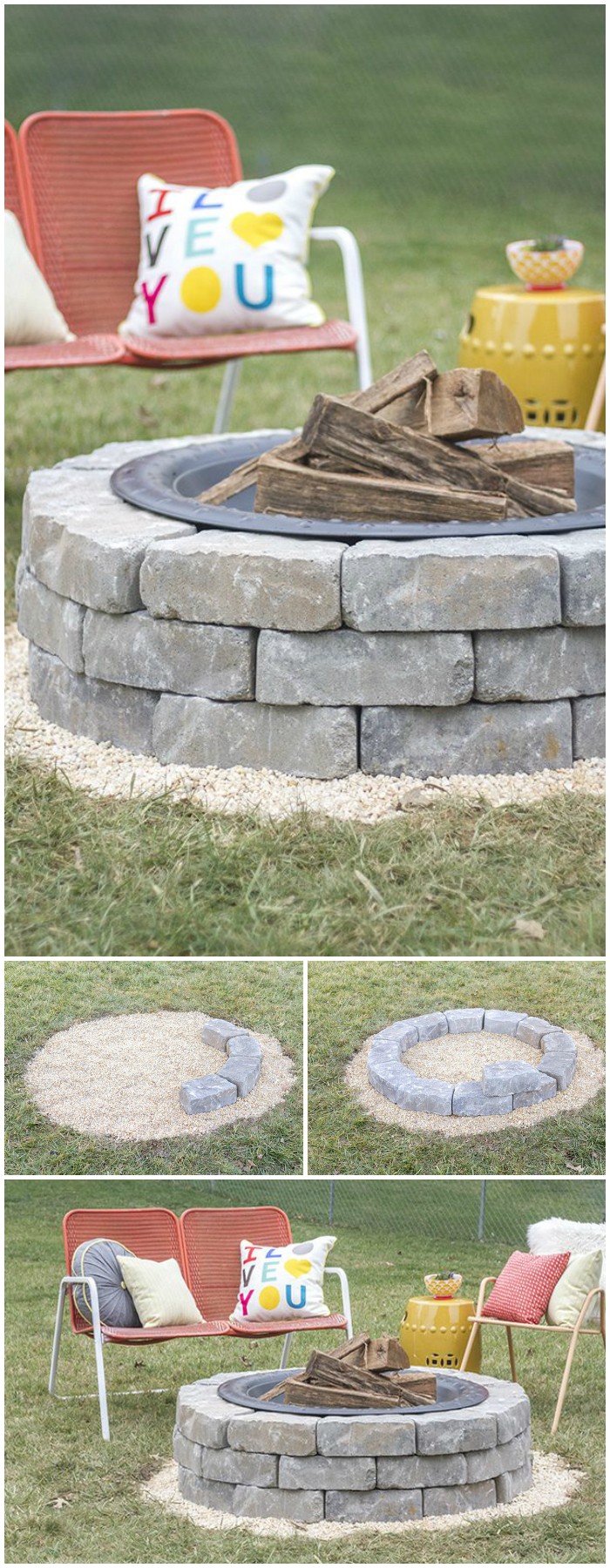 Fire Pit With Landscape Wall Stones