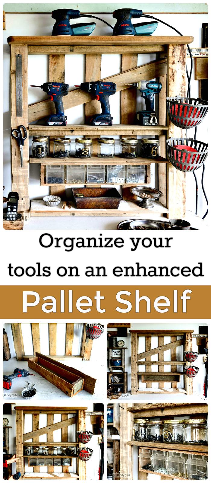 DIY Enhanced Pallet Shelf Tool Rack Tutorial DIY Pallet Projects to Update Your Home