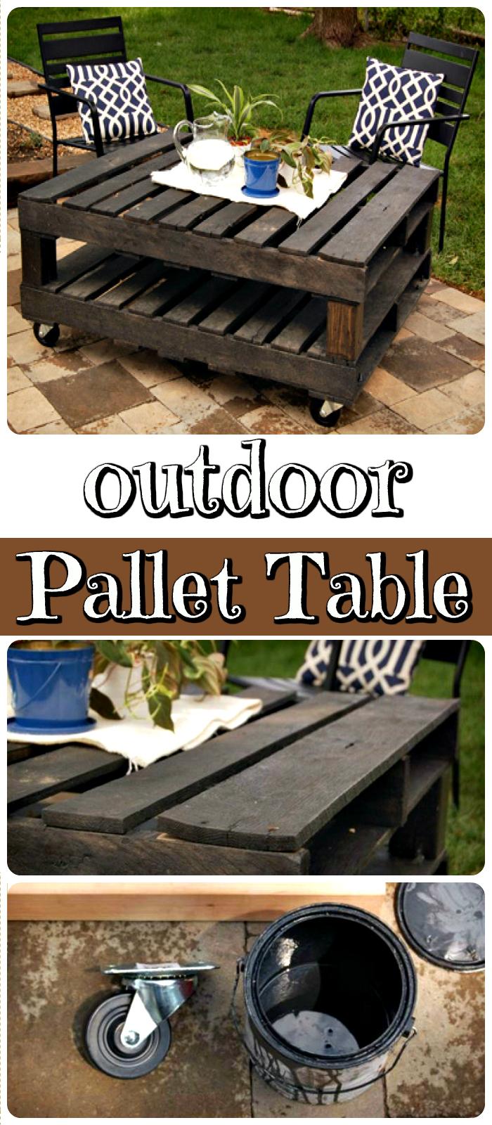 DIY Outdoor Pallet Coffee Table on Wheels DIY Pallet Projects to Update Your Home