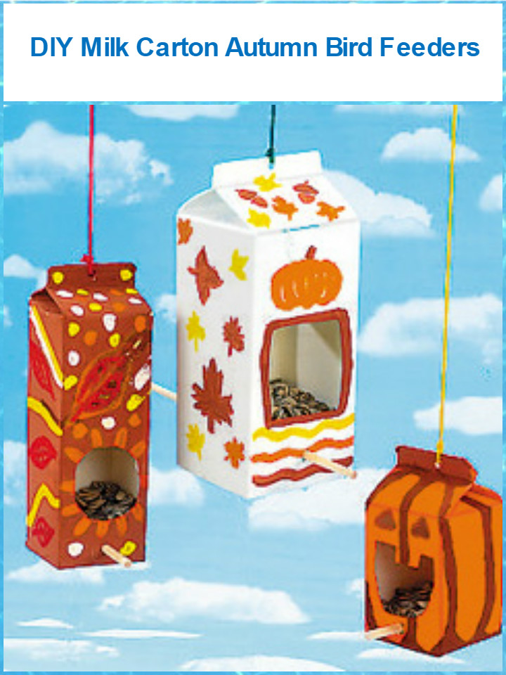 DIY Milk Carton Autumn Bird Feeders - diy birdfeeder | diy birdfeeder for kids | diy birdfeeders homemade | diy birdfeeder hanger