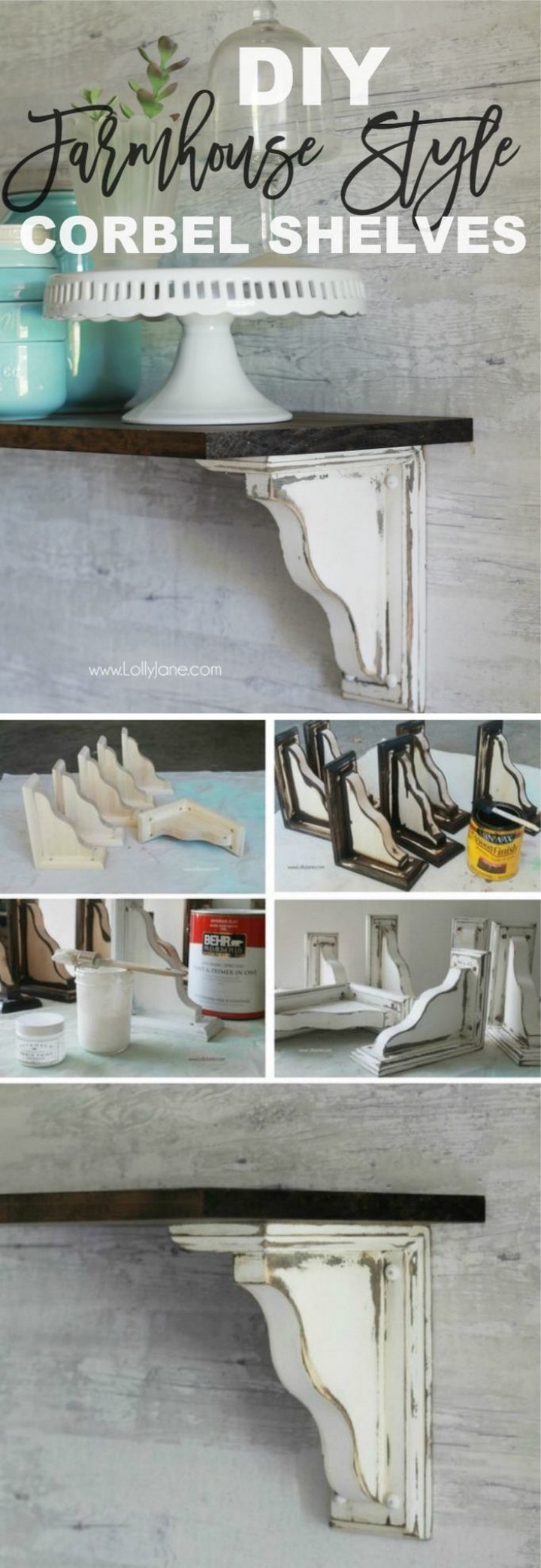 DIY Farmhouse Style Shelves - diy shelves bedroom | diy shelves easy | diy shelves floating