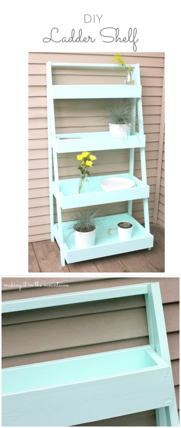 DIY Ladder Shelf - diy shelves bedroom | diy shelves easy | diy shelves floating