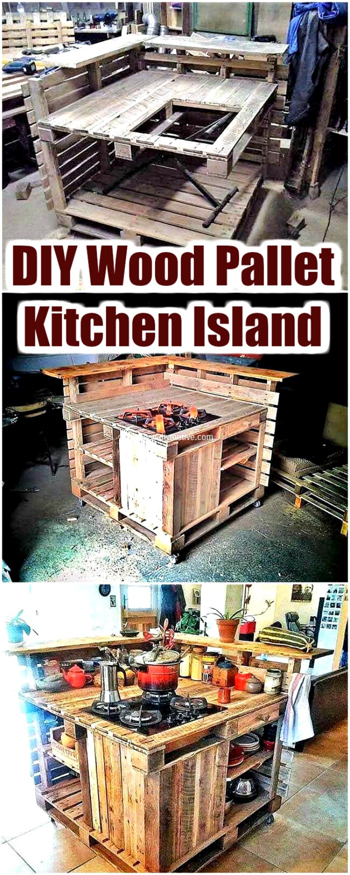 DIY Wood Pallet Kitchen Island - diy pallet ideas