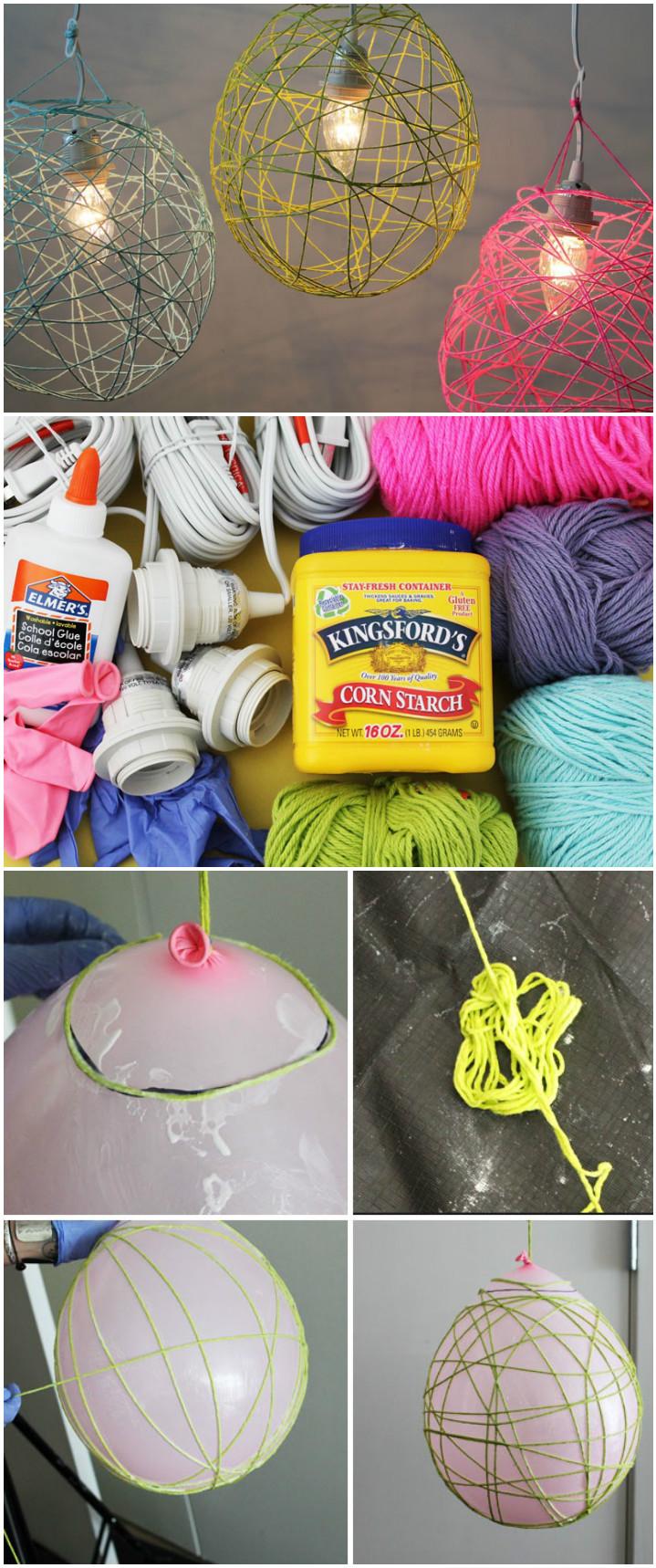 DIY Yarn Pendant Lanterns