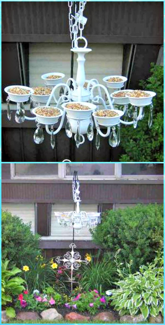 Old Chandelier Bird Feeder - diy birdfeeder | diy birdfeeder for kids | diy birdfeeders homemade | diy birdfeeder hanger