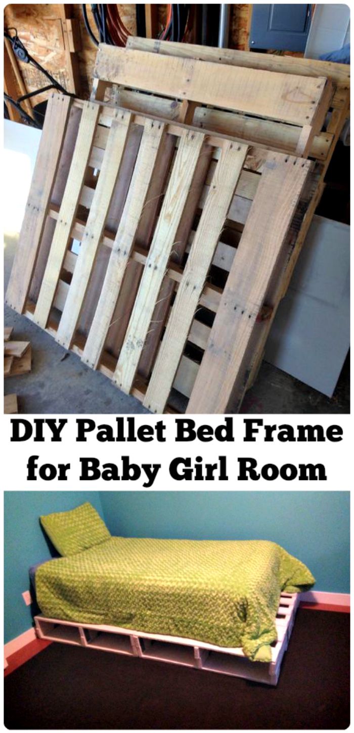 Pallet Bed Frame for Baby Girl Room - diy pallet bed | diy pallet bed frame | diy pallet bed with storage