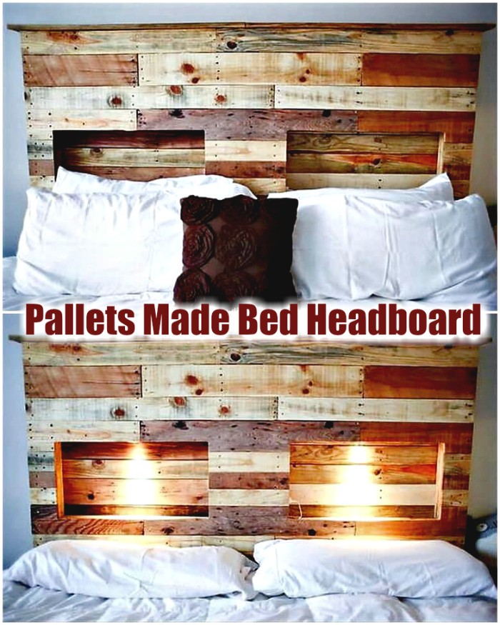 Pallets Made Bed Headboard - diy pallet ideas