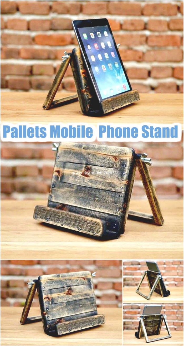 Pallets Mobile Phone Stand - diy pallet ideas