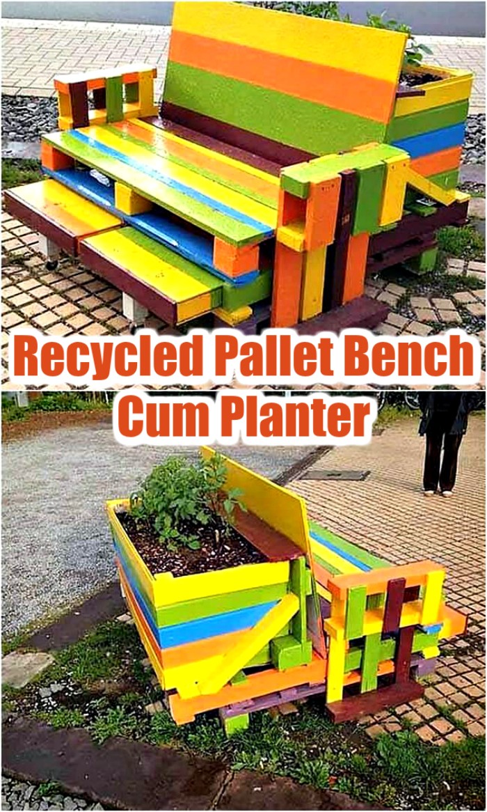 Recycled Pallet Bench Cum Planter - diy pallet ideas