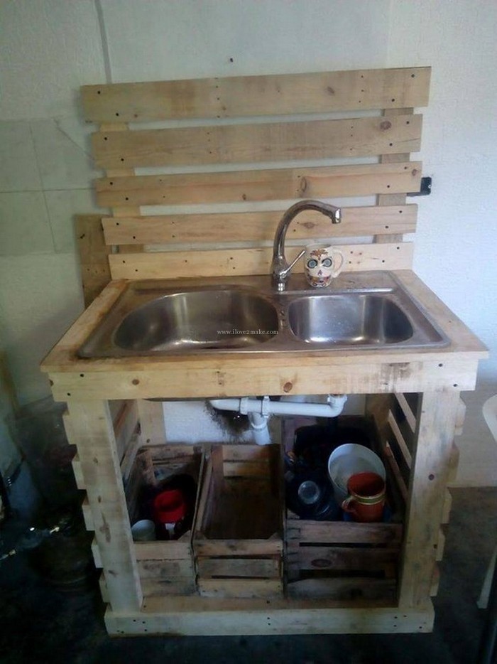 Repurposed Wooden Pallet Patio Kitchen - diy pallet ideas