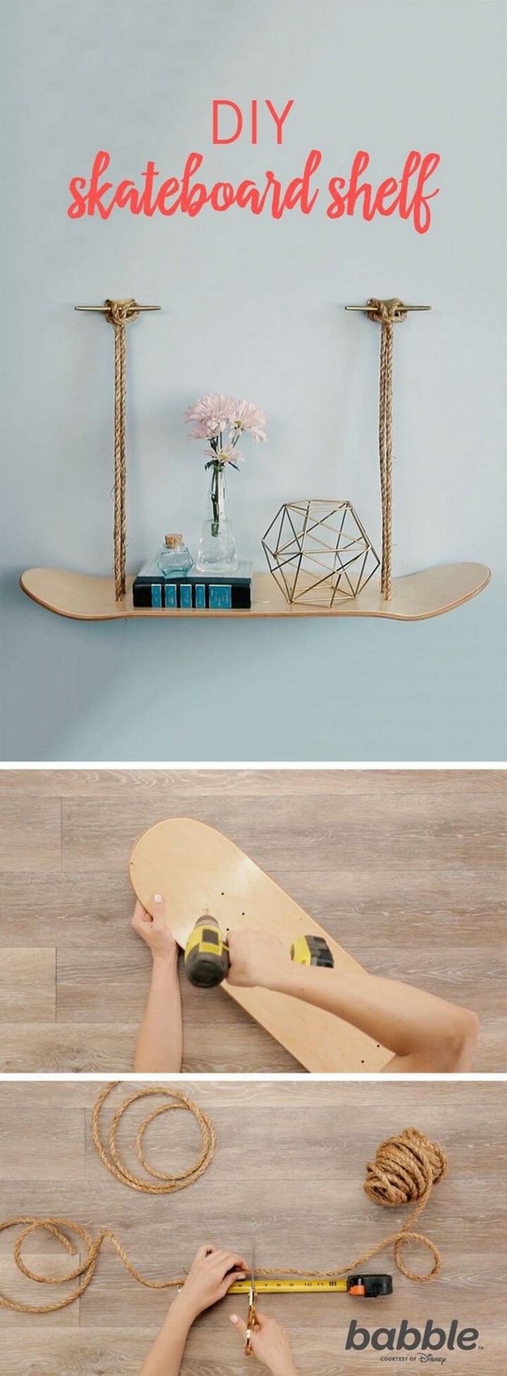 Skateboard&nbsp;Shelf - diy shelves bedroom | diy shelves easy | diy shelves floating