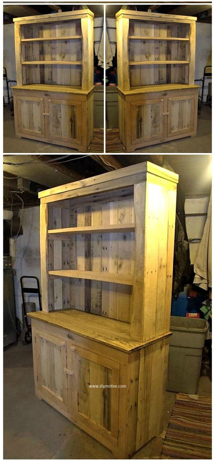 Recycled Pallet Kitchen Hutch - reshaping wooden pallets