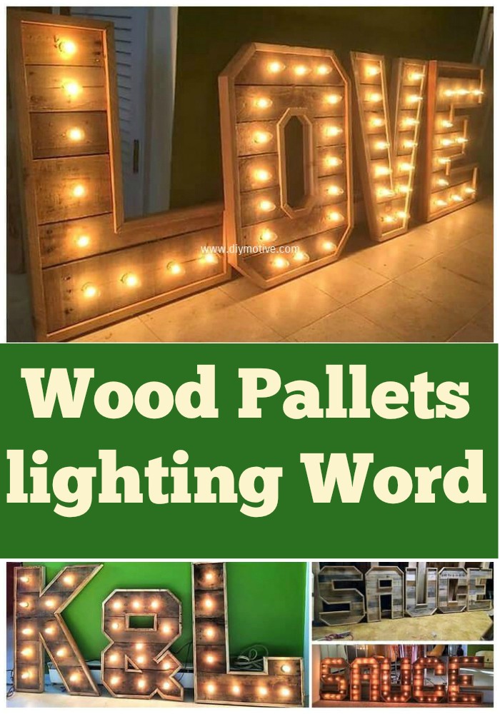 Wood Pallets lighting Word Art