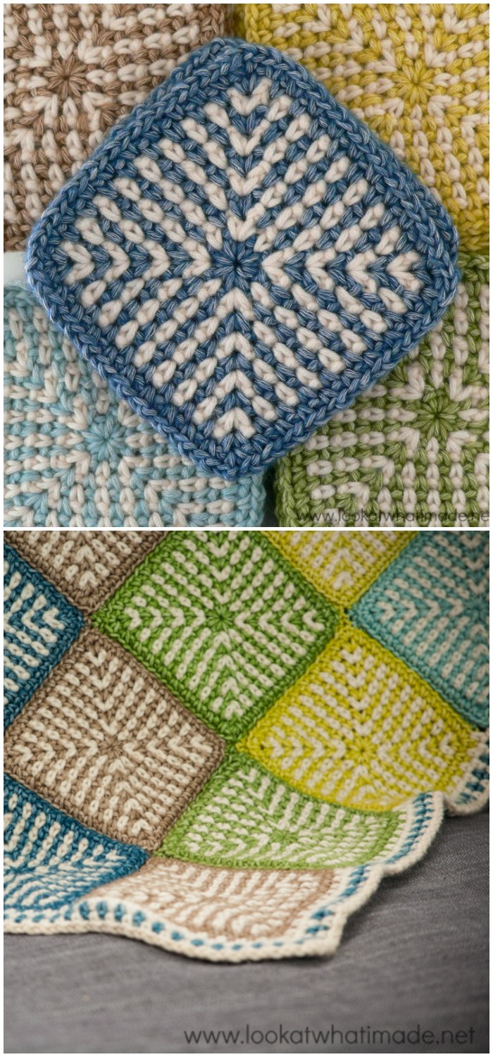 Two-Colour Linen Stitch Square