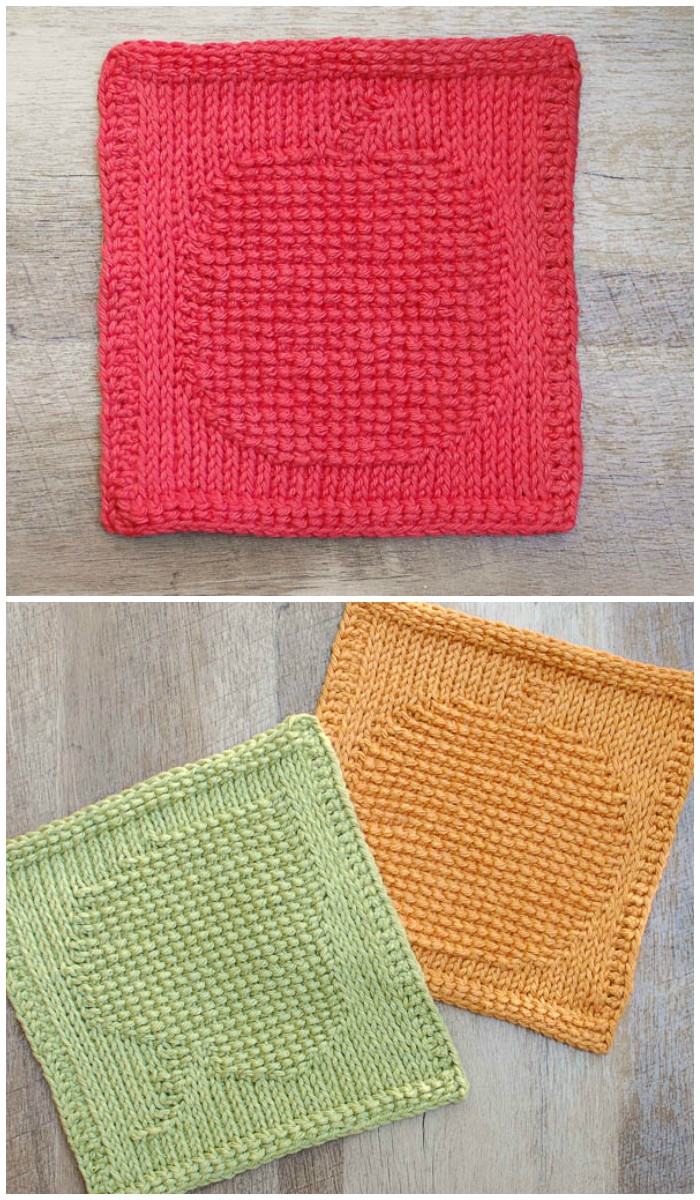 Apple Tunisian Crochet Dishcloth Pattern