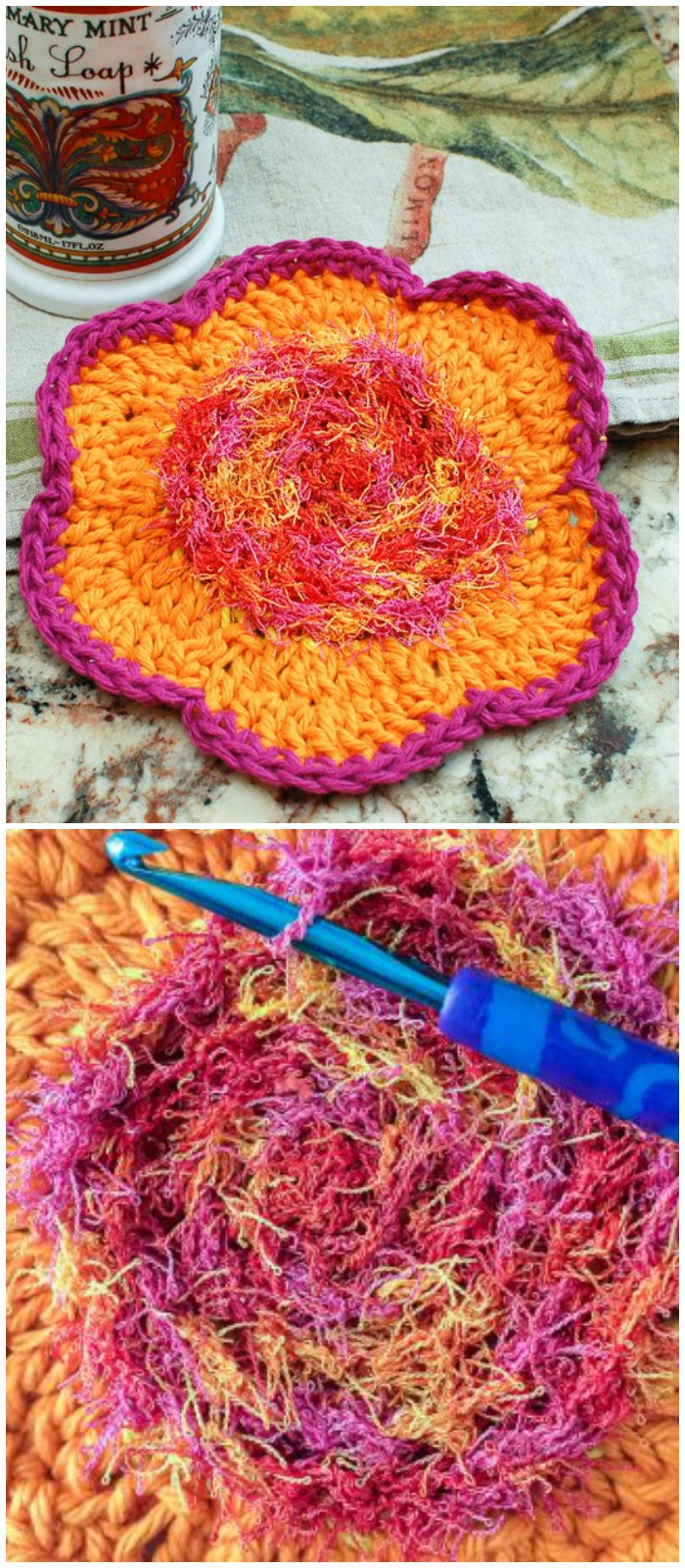 Flower Scrubby Dishcloth Crochet Pattern