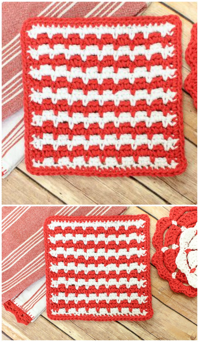 Two Colors Crochet Dishcloth