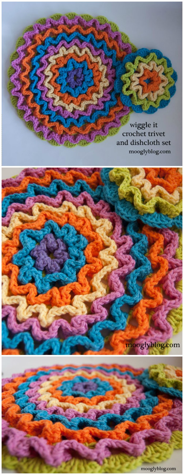 Wiggle It Crochet Trivet and Dishcloth Set