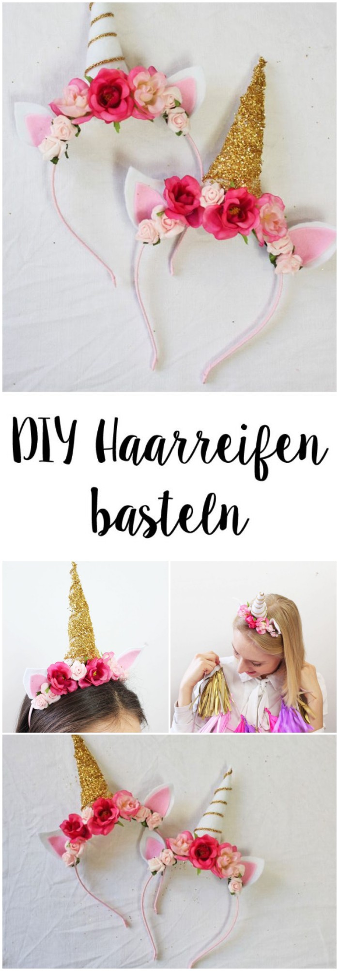 DIY EINHORN HAARREIFEN MIT GLITZER BASTELN