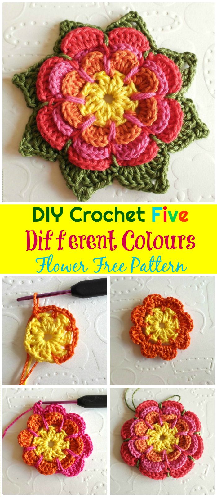 Crochet Different Colours Flower Free Pattern - crochet flower pattern free | crochet flower pattern | crochet flower pattern free easy