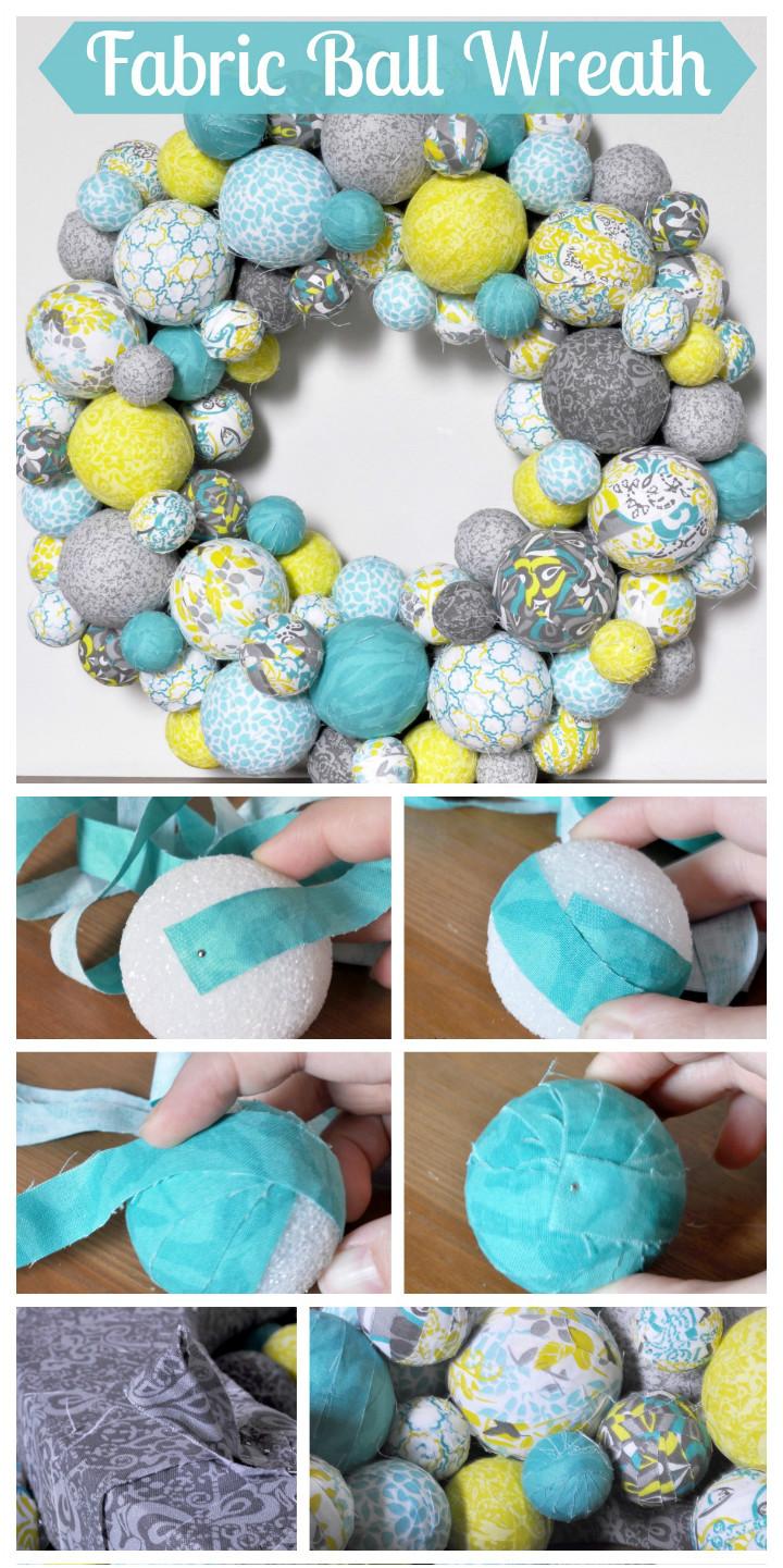 DIY Fabric Ball Wreath