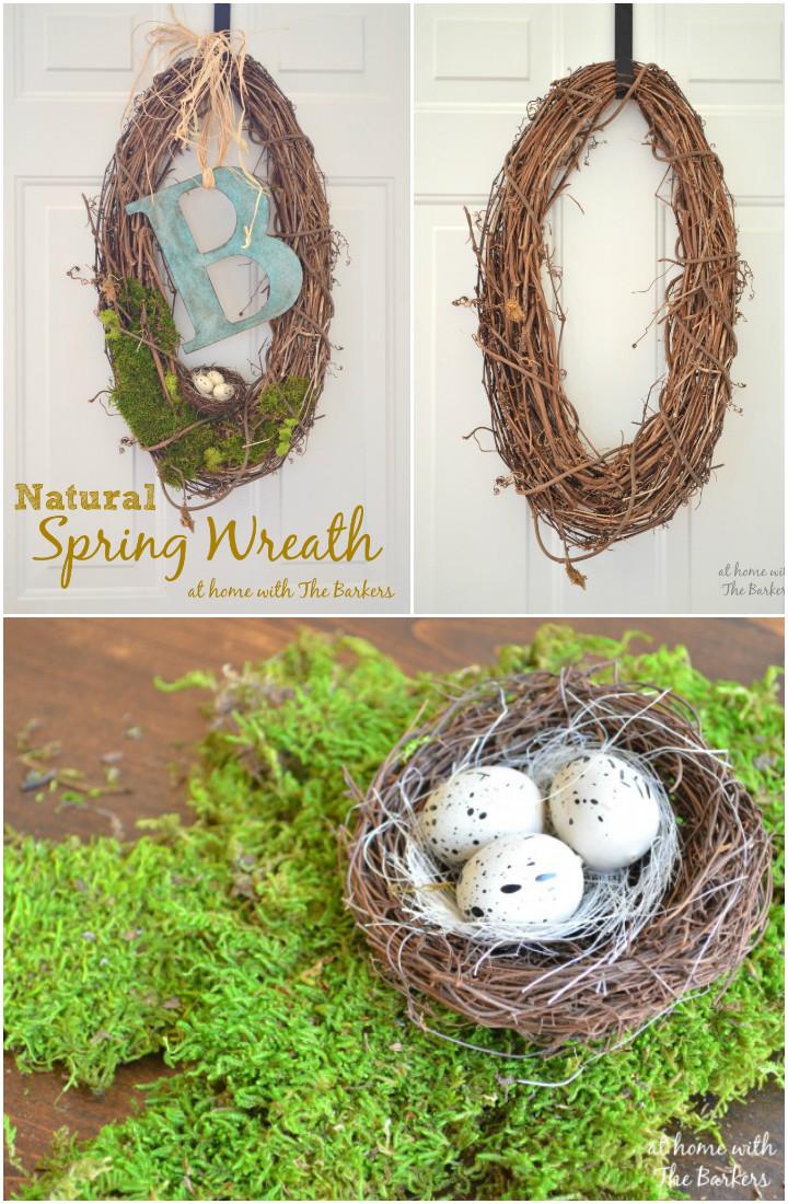 Natural Rustic Monogram Spring Wreath