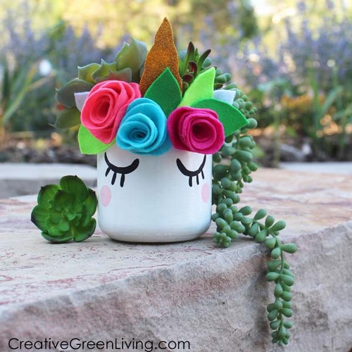 Make A Kawaii Unicorn Mason Jar Succulent Planter