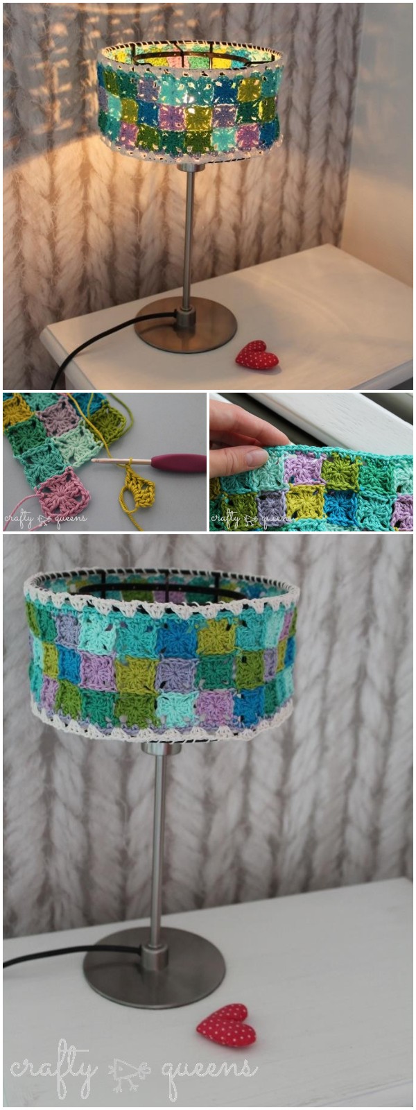 Crochet Granny Collage Lampshade 