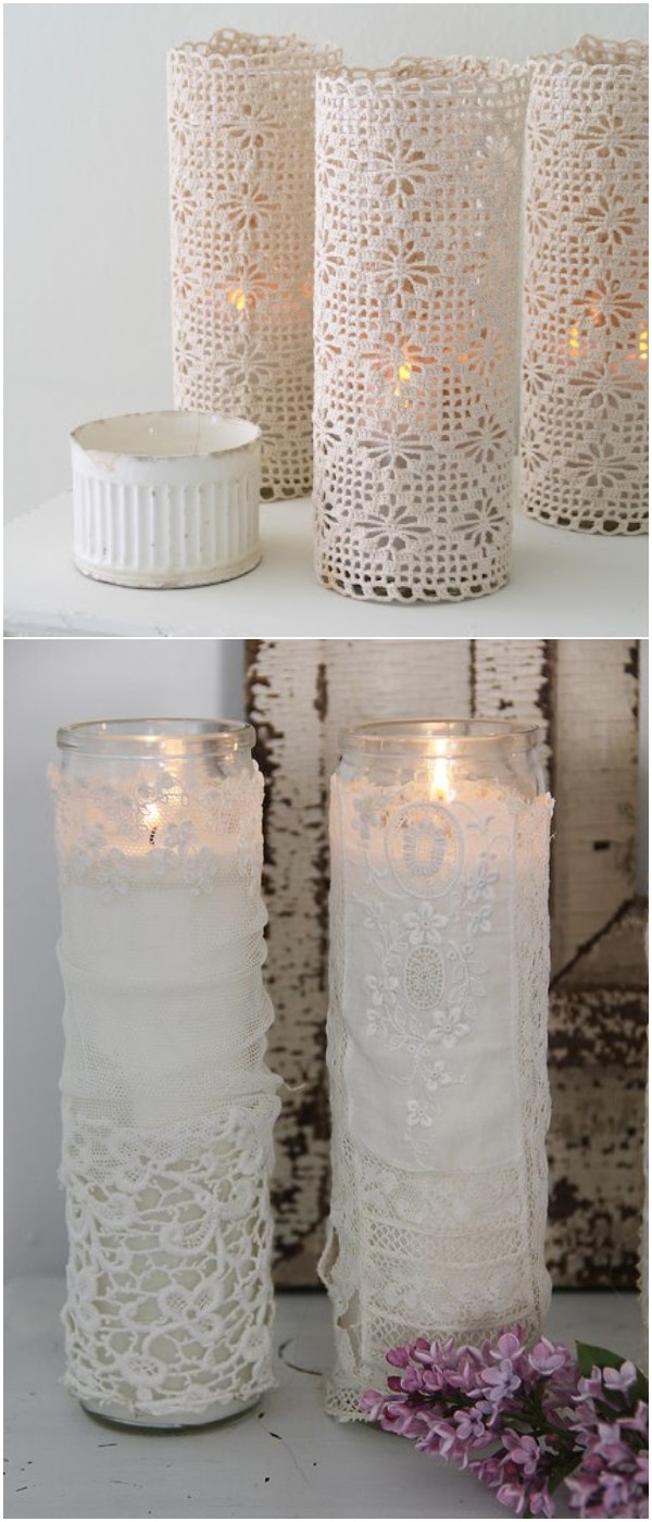 White Filet Crochet Lamp