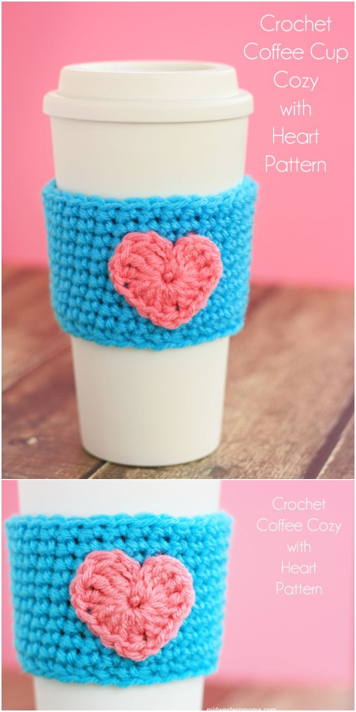 Coffee Cup Cozy Pattern with Heart