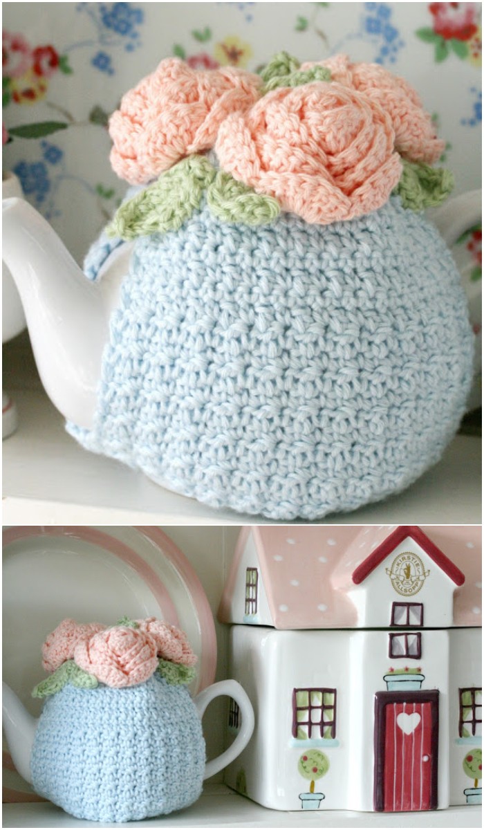 Crochet Rose Tea Cozy: