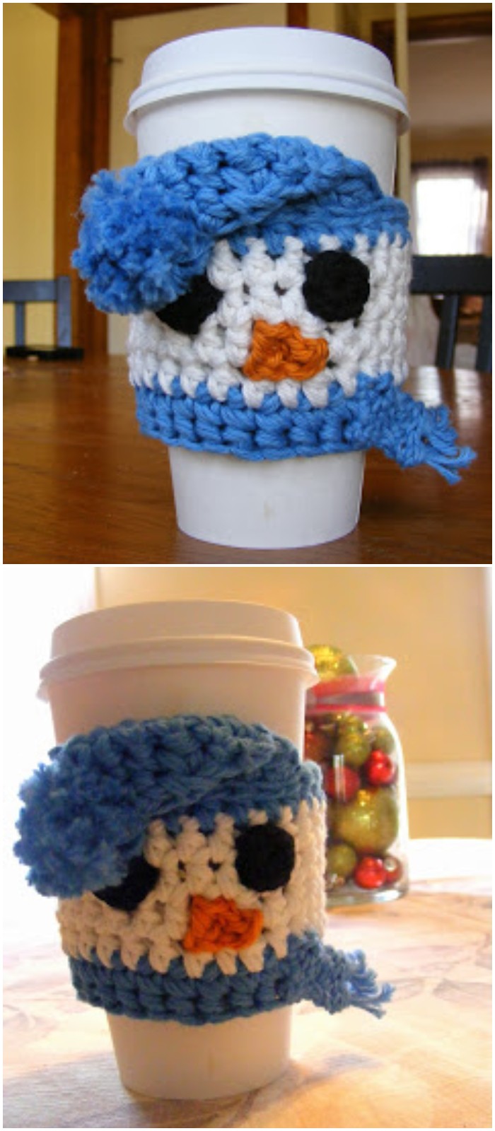 snowman coffee cup cozy