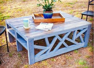 DIY Outdoor Convertible Coffee Table And Bench Idea