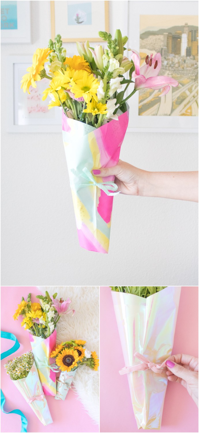 DIY Bouquet Of Flowers With Wrapping Paper