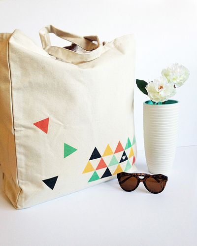 DIY Geometric Printed Tote Bag Idea