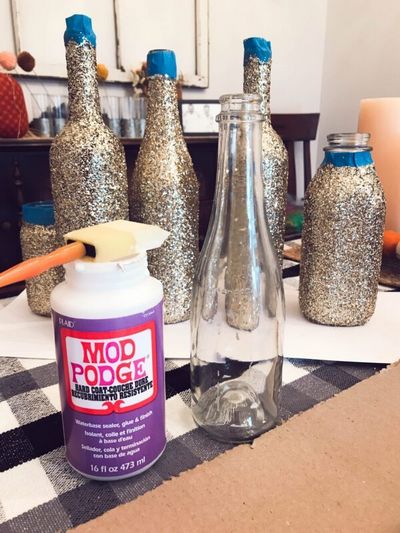 DIY Glittered Wine Bottles Craft