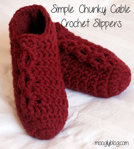 Simple Crochet Cable Slippers