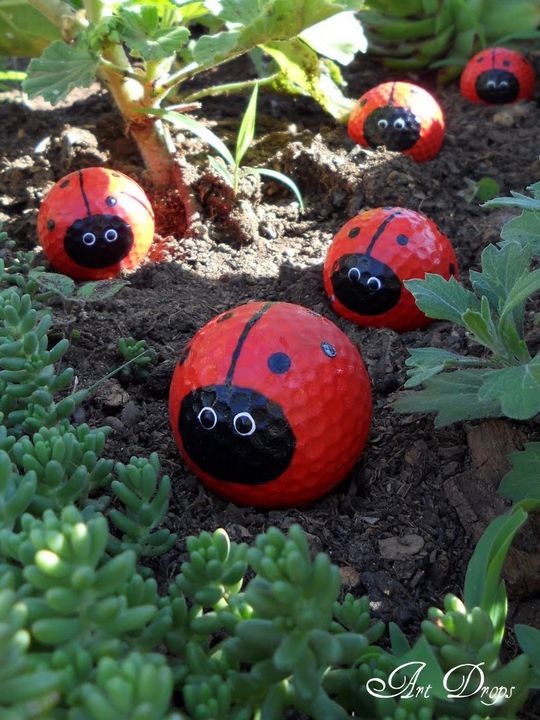  Cute Painted Golf Ball Ladybugs