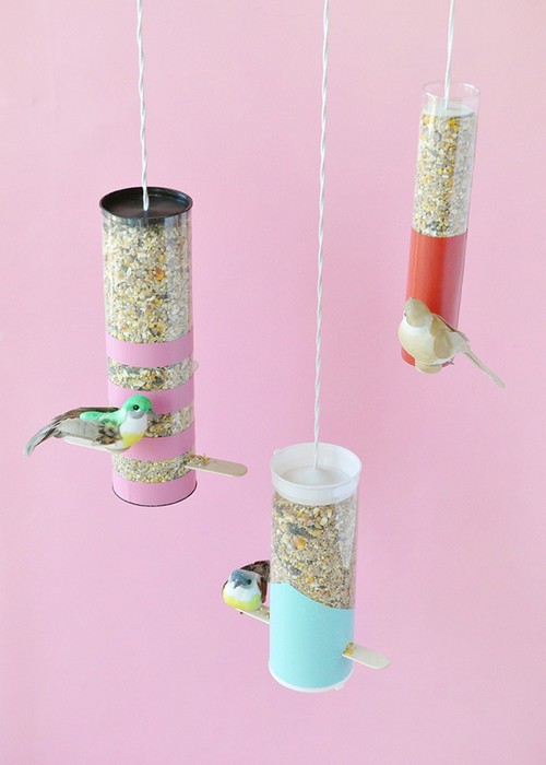 DIY Colorblock Bird Feeders