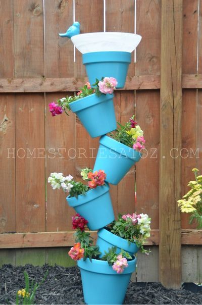 DIY Garden Planter And Birds Bath Idea