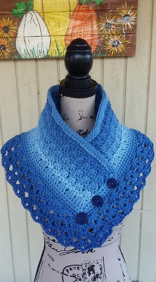 Crochet Pam's Ombre Cowled Neckwarmer