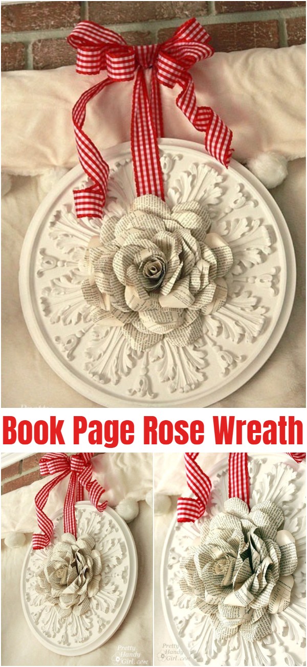 Book Page Rose Wreath