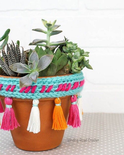 Crochet Tassel Plant Pot Rim Cover