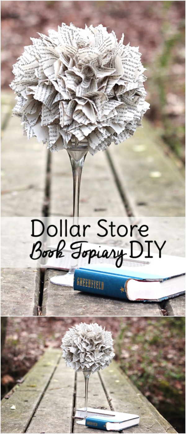 Dollar Store Book Topiary DIY