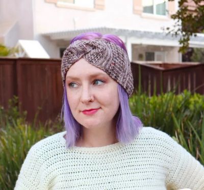 Designer Padded Crochet Headband Lavender Melange 