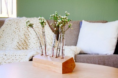 Wooden Test Tube Vase