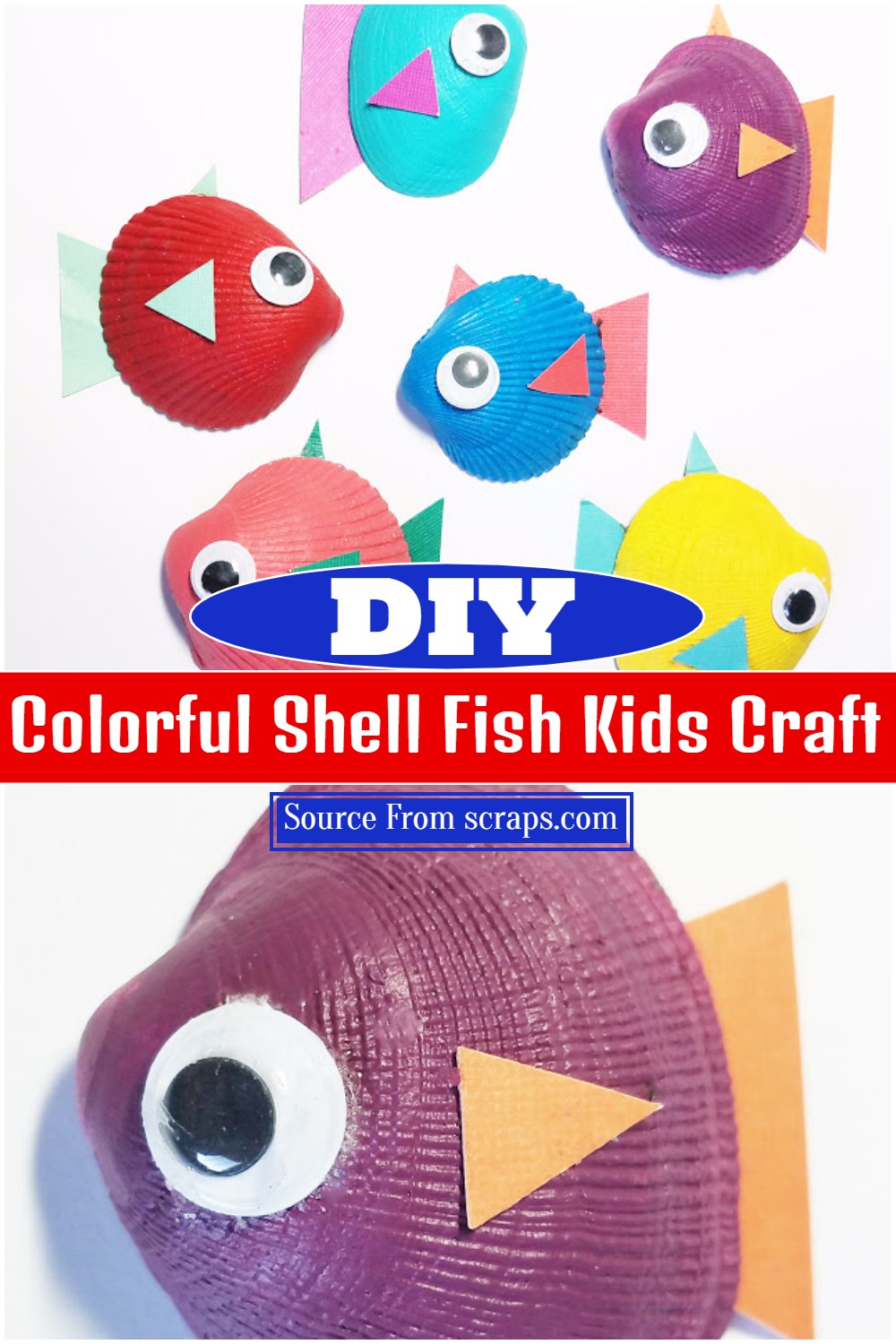 DIY Colorful Shell Fish Kids Craft