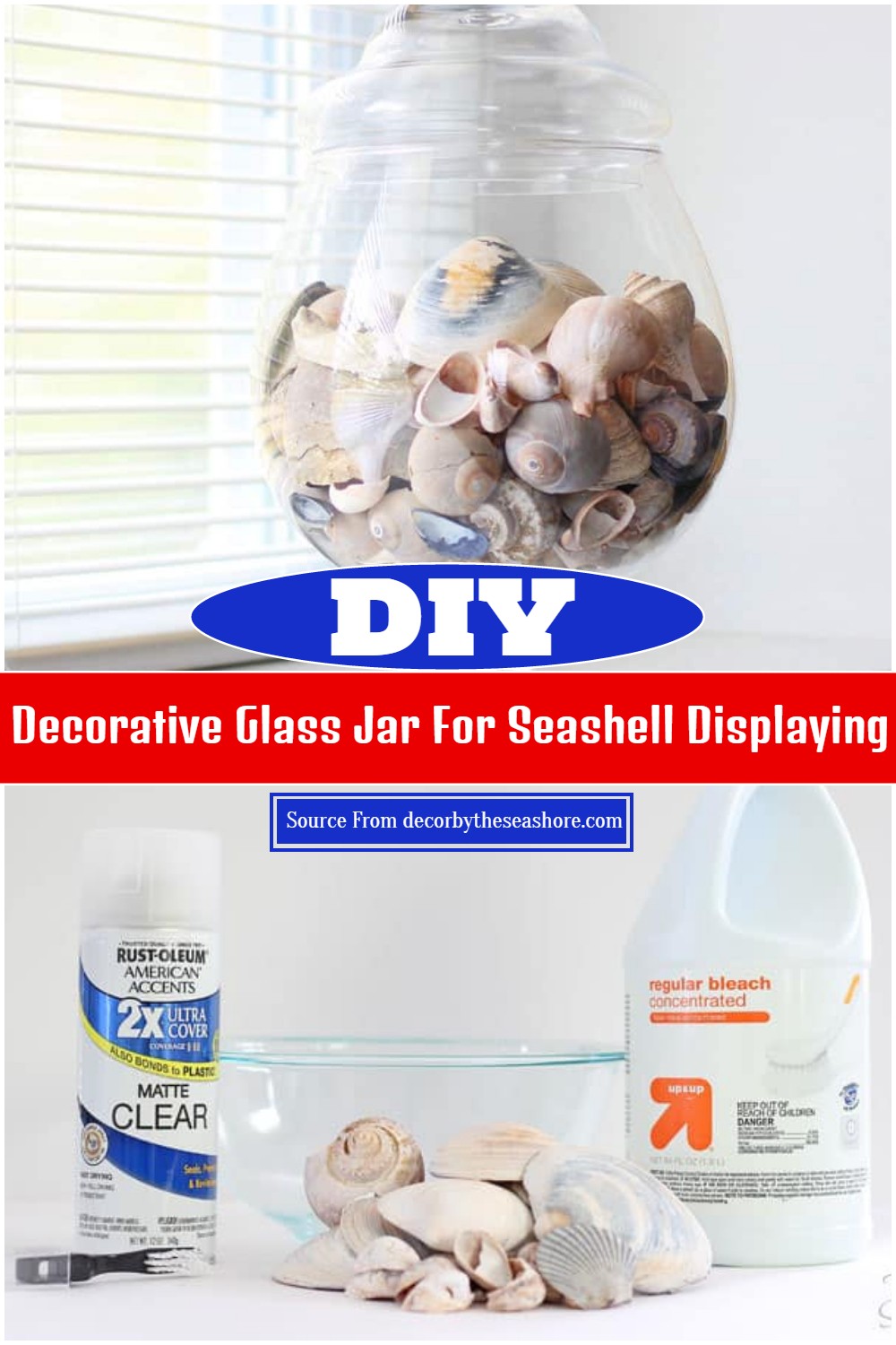 DIY Decorative Glass Jar For Seashell Displaying