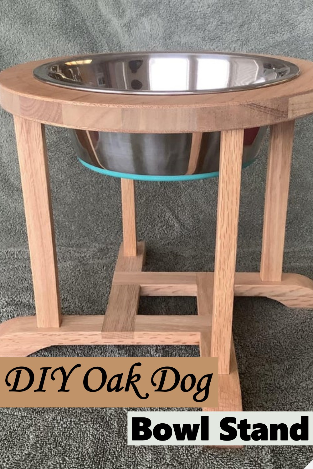 DIY Oak Dog Bowl Stand